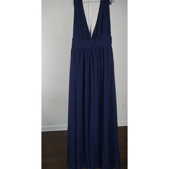 Lulu's Navy Blue V-neck and Back Banded Waist Maxi Formal Dress M - Picture 7 of 9